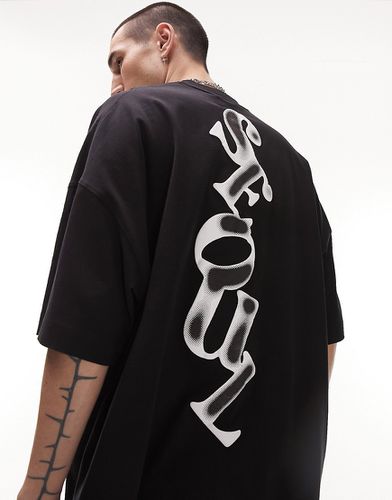 T-shirt ultra oversize avec inscription Seoul à l'avant et au dos - Noir - Topman - Modalova