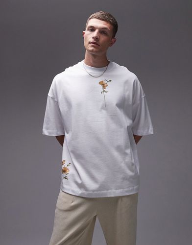 T-shirt ultra oversize de qualité supérieure avec imprimé coquelicots jaunes devant et au dos - Topman - Modalova