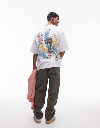 T-shirt ultra oversize de qualité supérieure avec imprimé fleurs sur le devant et au dos - Topman - Modalova