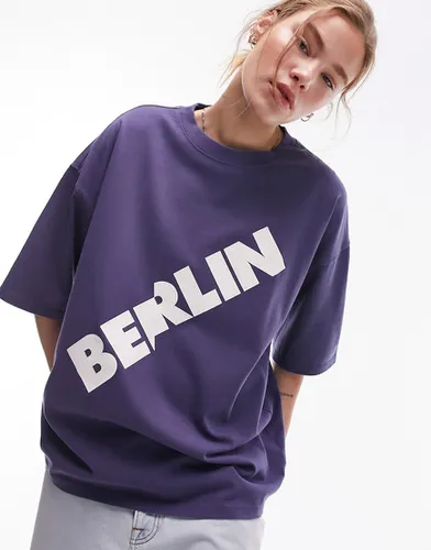 T-shirt oversize à imprimé Berlin et épaules tombantes - Topshop - Modalova