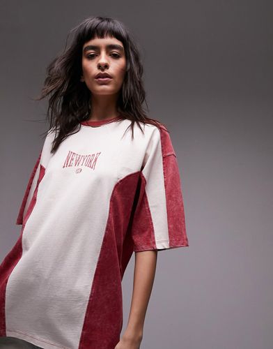 T-shirt oversize à imprimé New York style sport - délavé - Topshop - Modalova