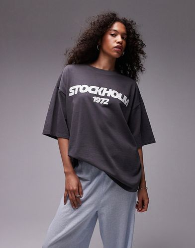 T-shirt oversize à inscription Stockholm 1972 » - Topshop - Modalova