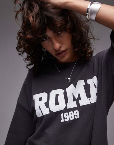 T-shirt oversize à motif Roma 1989 - Anthracite - Topshop - Modalova