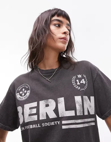 T-shirt oversize imprimé Berlin sportif - Anthracite - Topshop - Modalova