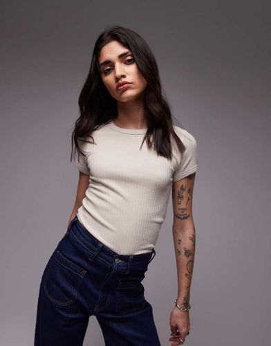 T-shirt  larges ctes - Taupe - Topshop - Modalova