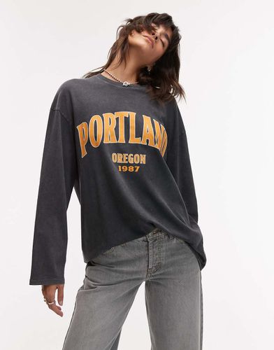 T-shirt coupe skateur à manches longues avec motif Portland - Topshop - Modalova