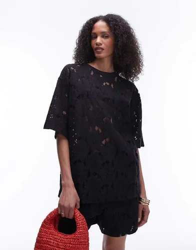 T-shirt d'ensemble oversize en dentelle - Topshop - Modalova