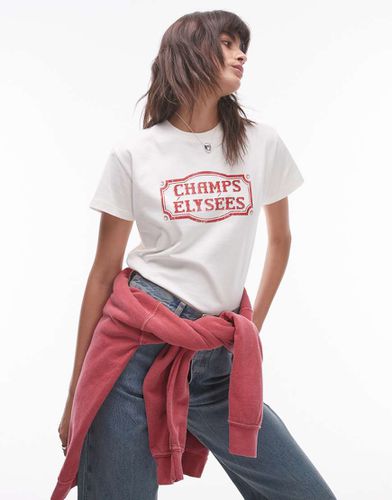 T-shirt slim à imprimé Champs Élysées » - Topshop - Modalova