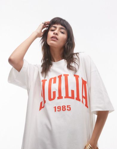 T-shirt ultra oversize de qualité supérieure à imprimé Sicilia - Topshop - Modalova