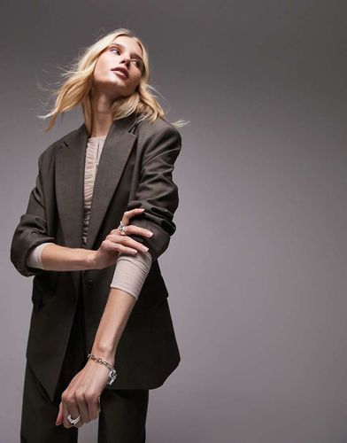 Tonic - Blazer oversize d'ensemble à boutonnage simple - Marron - Topshop - Modalova