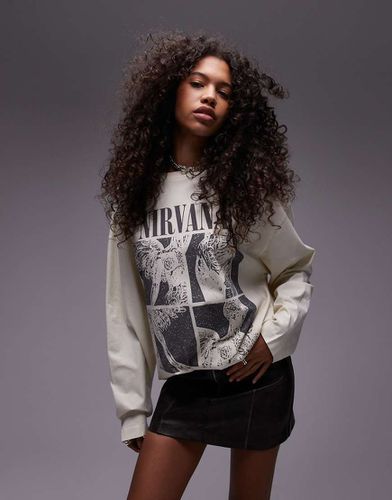 Top à manches longues style skateur avec imprimé Nirvana sous licence - Écru - Topshop - Modalova