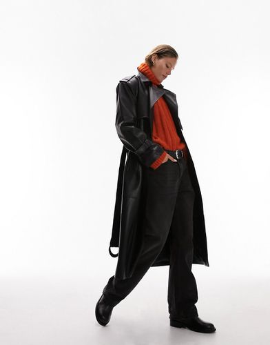 Trench-coat long en similicuir style années 80 - Noir - Topshop - Modalova