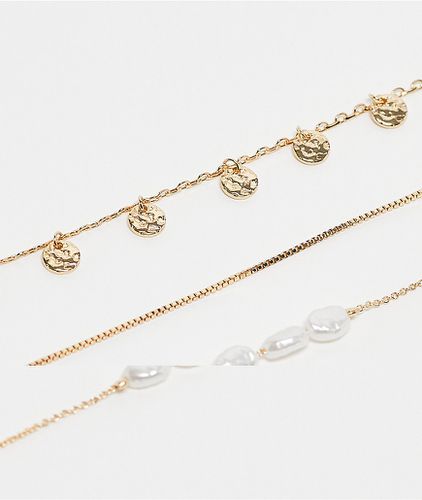 Anya - Lot de 3 bracelets de cheville ornés de perles - Topshop - Modalova