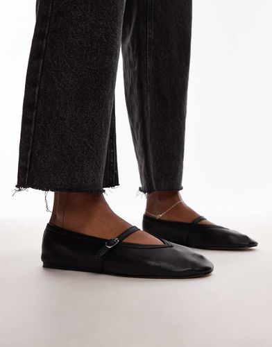 Babette - Ballerines en cuir avec détail en V - Topshop - Modalova