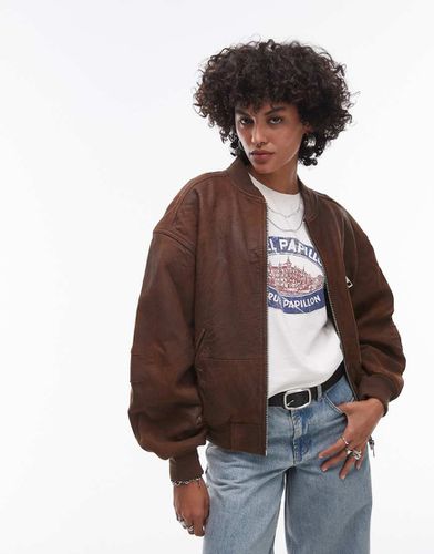 Bomber en daim véritable de qualité supérieure - Topshop - Modalova