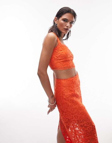 Crop top d'ensemble à détails en dentelle - Orange - Topshop - Modalova