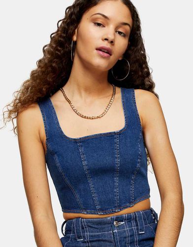 Crop top style corset en jean - indigo - Topshop - Modalova