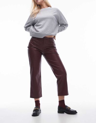 Hourglass - Pantalon droit longueur cheville en similicuir - Bordeaux - Topshop - Modalova