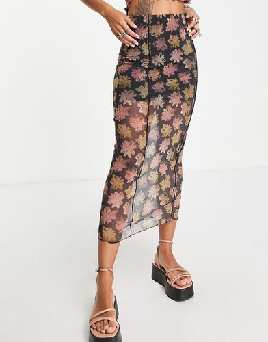 Jupe mi-longue à fleurs avec coutures contrastantes - Topshop - Modalova