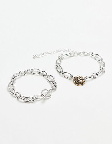 Lot de 2 bracelets chaîne à breloque - Argenté - Topshop - Modalova