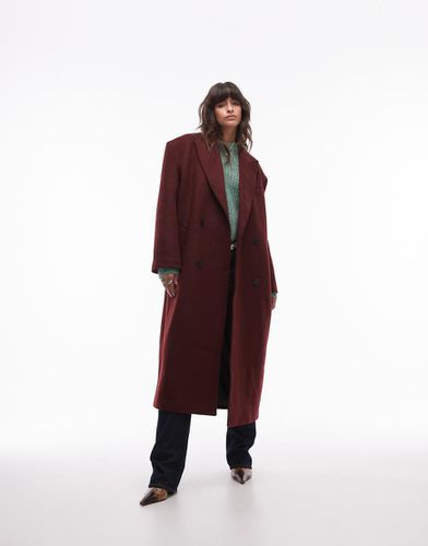 Manteau habillé en laine de qualité supérieure - Bordeaux - Topshop - Modalova