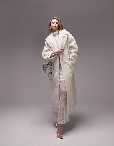 Manteau imitation peau de mouton - Crème - Topshop - Modalova