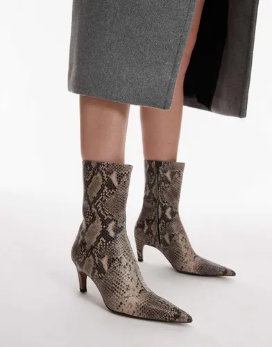 Neeve - Bottines à talon haut en cuir de qualité supérieure à imprimé peau de serpent - Topshop - Modalova