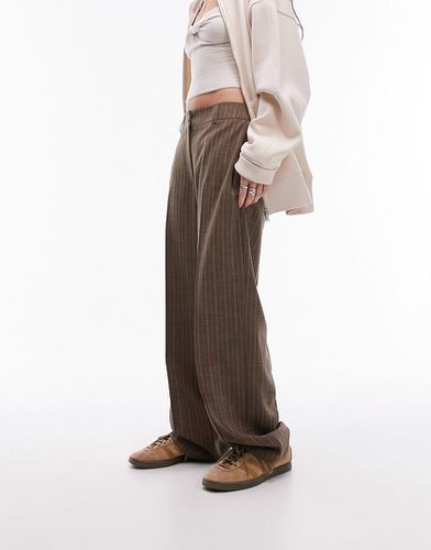 Pantalon taille basse à rayures - Marron - Topshop - Modalova