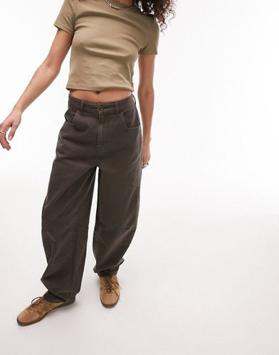 Pantalon ample avec languette à l'arrière - Chocolat - Topshop - Modalova