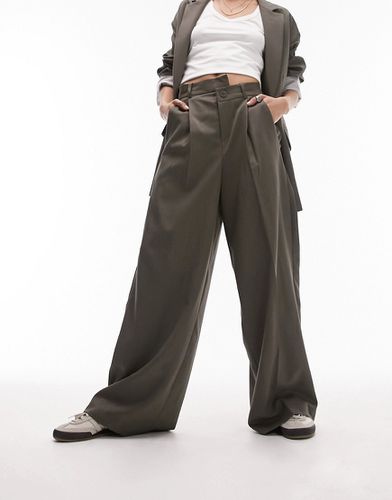 Pantalon ample d'ensemble asymétrique - Gris foncé délavé - Topshop - Modalova