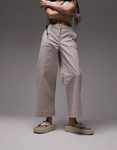 Pantalon coupe jupe-culotte à taille haute - Taupe - Topshop - Modalova