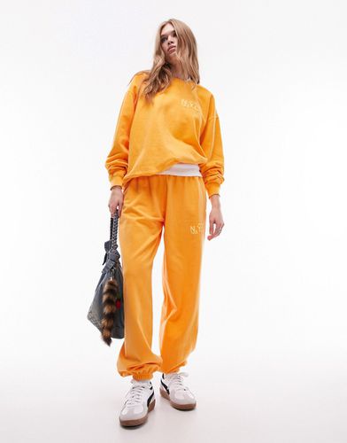 Pantalon de jogging d'ensemble oversize à imprimé NYC Project en relief - délavé vintage - Topshop - Modalova