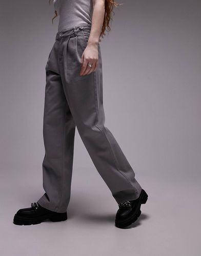 Pantalon droit avec patte de boutonnage - Topshop - Modalova