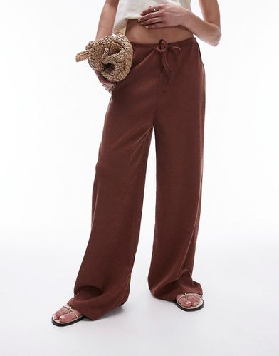 Pantalon droit casual avec lien de serrage - Rouille - Topshop - Modalova