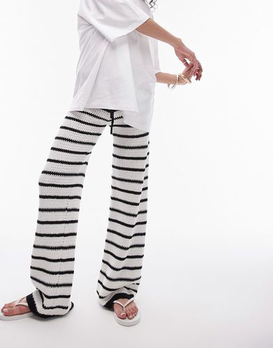 Pantalon en maille rayée - Noir et blanc - Topshop - Modalova