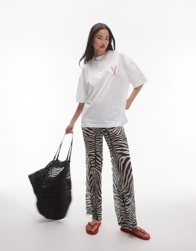 Pantalon froissé à imprimé abstrait - et blanc - Topshop - Modalova