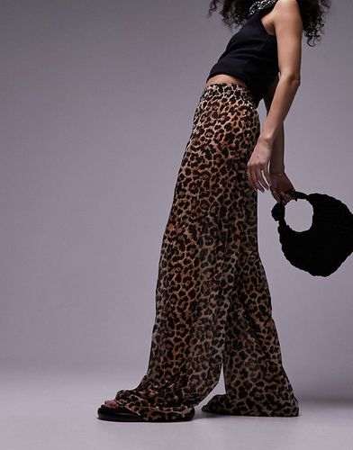 Pantalon froissé transparent à imprimé léopard - Marron - Topshop - Modalova