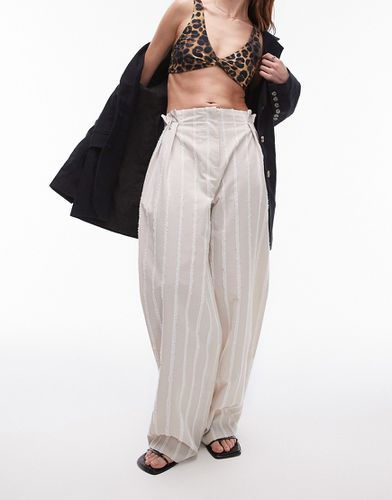 Pantalon large d'ensemble à rayures texturées - Neutre - Topshop - Modalova