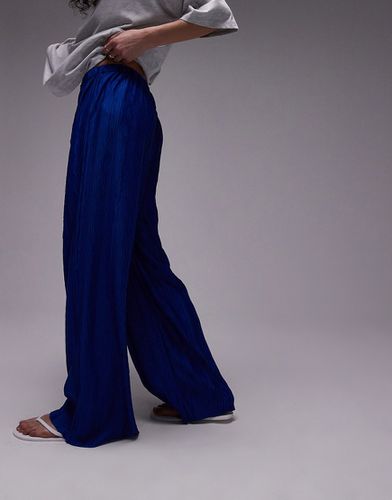 Pantalon large en tissu plissé effet froissé - cobalt - Topshop - Modalova