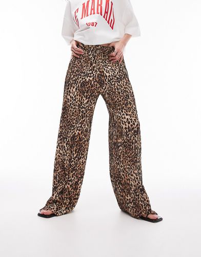 Pantalon plissé à imprimé léopard - Topshop - Modalova