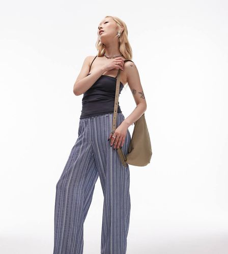 Pantalon ajusté à rayures et taille basse - Bleu - Topshop Petite - Modalova