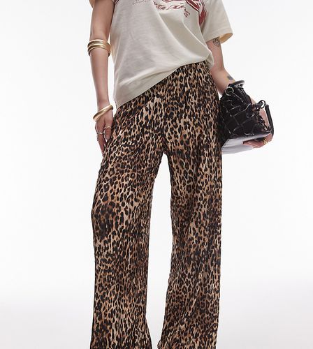 Pantalon plissé à imprimé léopard - Topshop Petite - Modalova