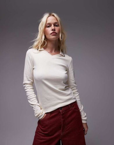 Polo à manches longues et liseré - Taupe - Topshop - Modalova