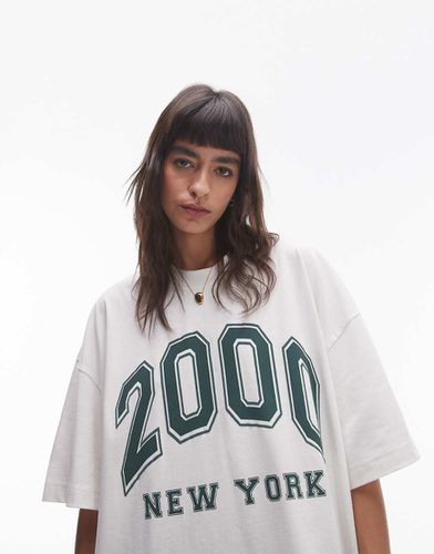 Premium - T-shirt oversize à imprimé 2000 New York - Topshop - Modalova