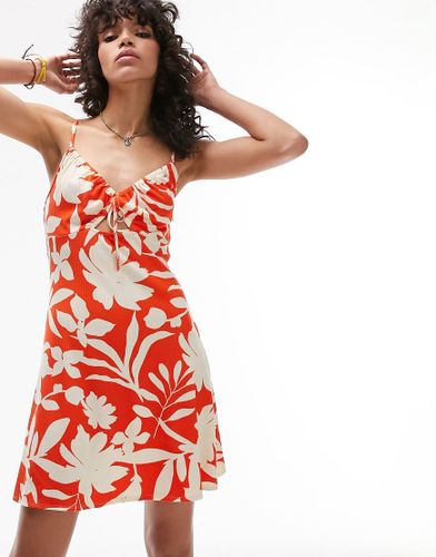 Robe nuisette courte en jersey côtelé - fleuri - Topshop - Modalova