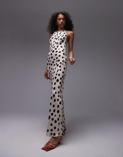 Robe à pois longue avec dos nu - Noir et blanc - Topshop - Modalova