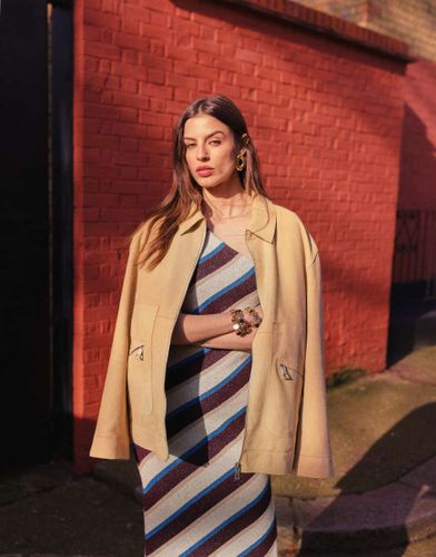 Robe asymtrique longue en maille  rayures - Topshop - Modalova