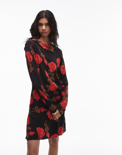 Robe courte coupée en biais à encolure bateau - Imprimé - Topshop - Modalova