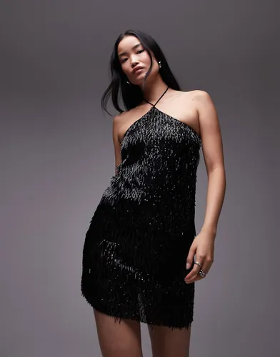 Robe courte dos nu à sequins aiguilles - Topshop - Modalova