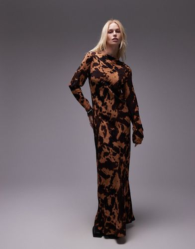 Robe longue à encolure bateau et imprimé écaille de tortue - Topshop - Modalova